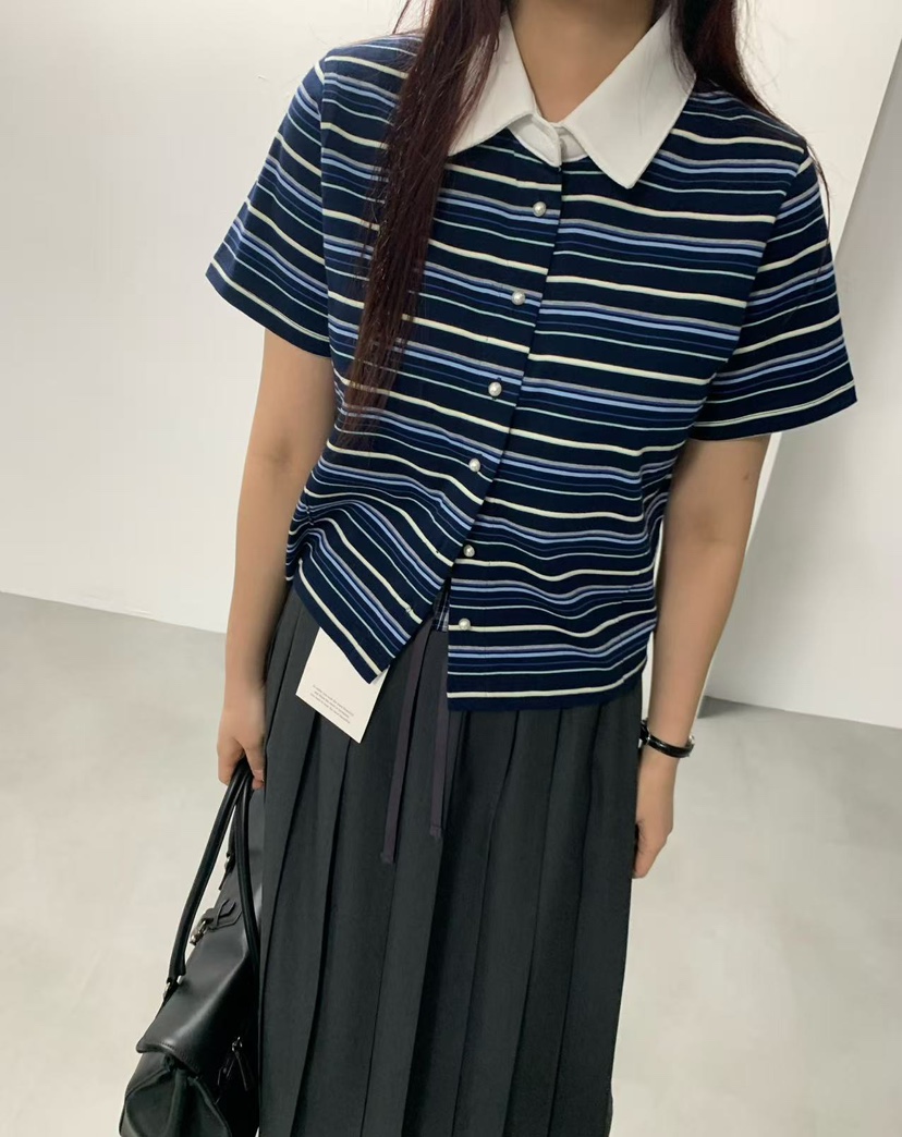 J CRANE-A韓國東大門直郵女士新品休閑熱賣T恤開衫紐扣J CRANET恤