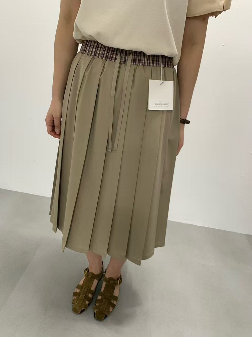 J CRANE-A韓國東大門代購女士新品熱賣26春夏長裙格子褶裥J CRANE長裙