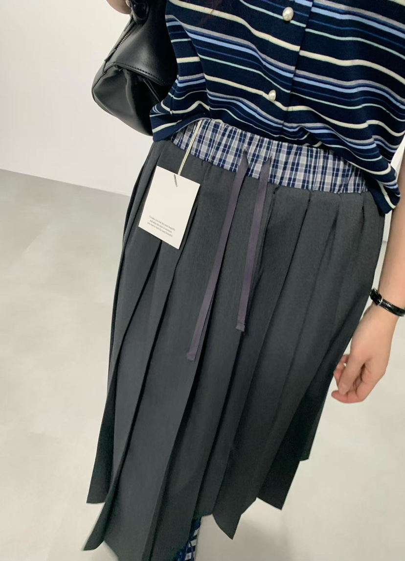 J CRANE-A韓國東大門代購女士新品熱賣26春夏長裙格子褶裥J CRANE長裙