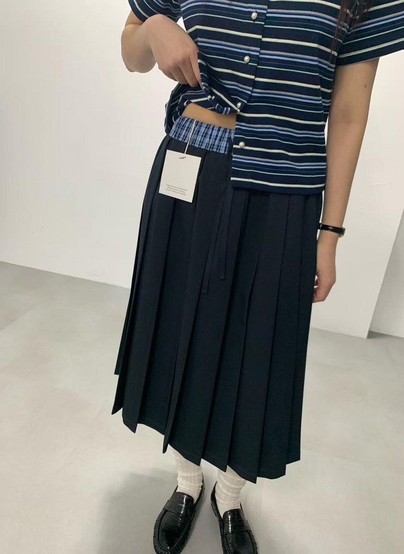 J CRANE-A韓國東大門代購女士新品熱賣26春夏長裙格子褶裥J CRANE長裙