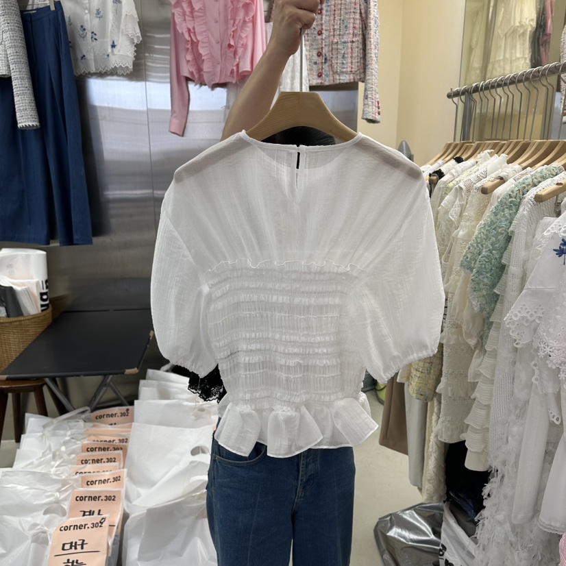 CORNER韓國直郵女士新款推薦職業熱賣26春夏人氣襯衫蕾絲衫CORNER.302襯衫/蕾絲衫