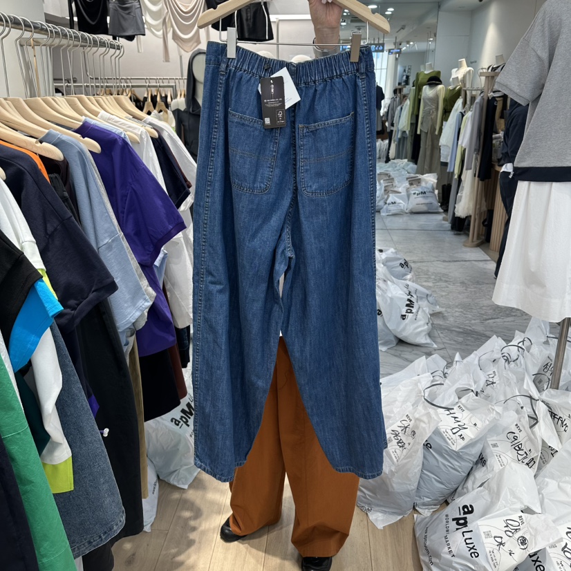 REVE-L韓國東大門直郵女士新品職業休閑牛仔褲亞麻布柔軟REVE-L牛仔褲