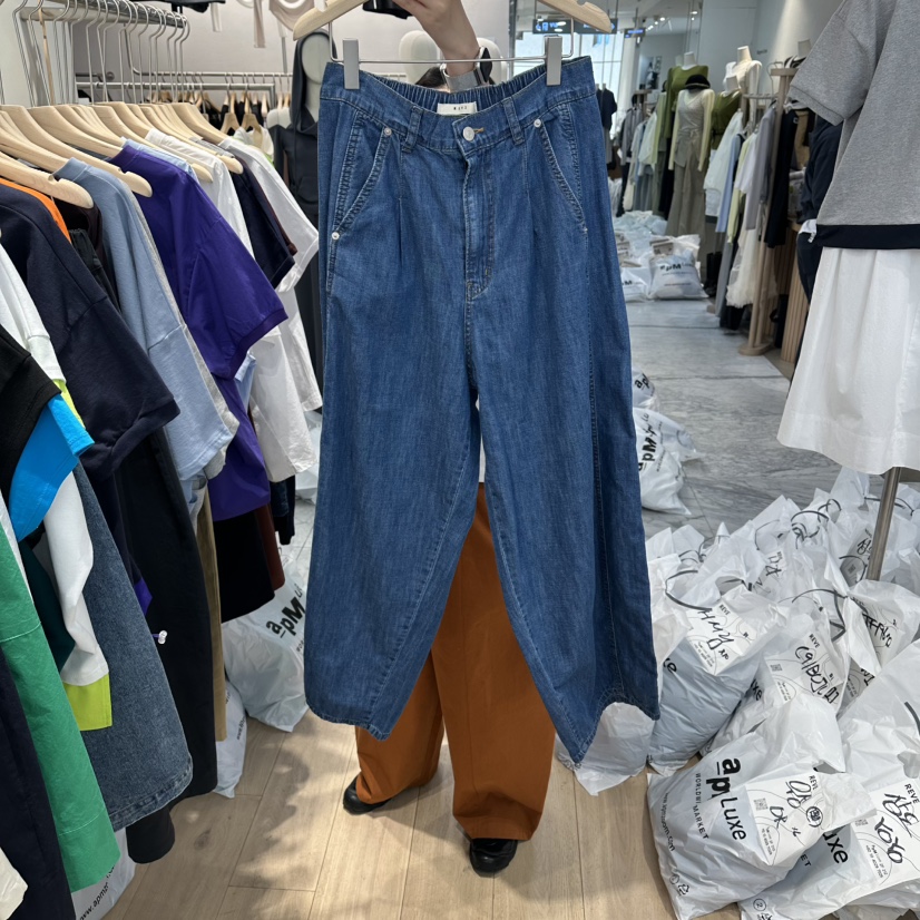 REVE-L韓國東大門直郵女士新品職業休閑牛仔褲亞麻布柔軟REVE-L牛仔褲圖色1