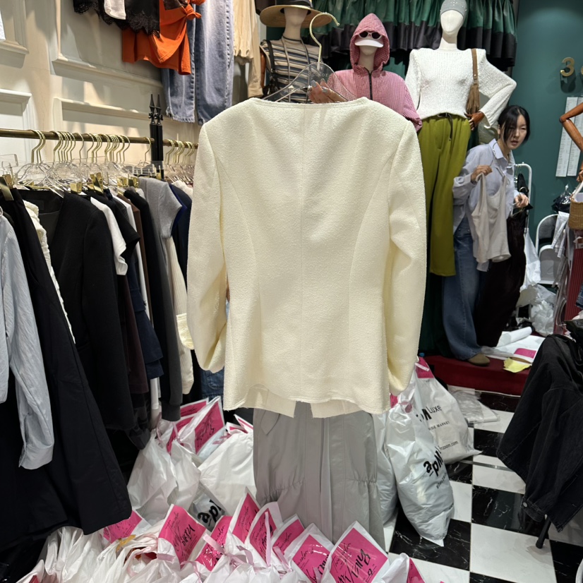 3COLOR韓國直郵實拍女裝新款熱賣夾克粗花呢Three color夾克