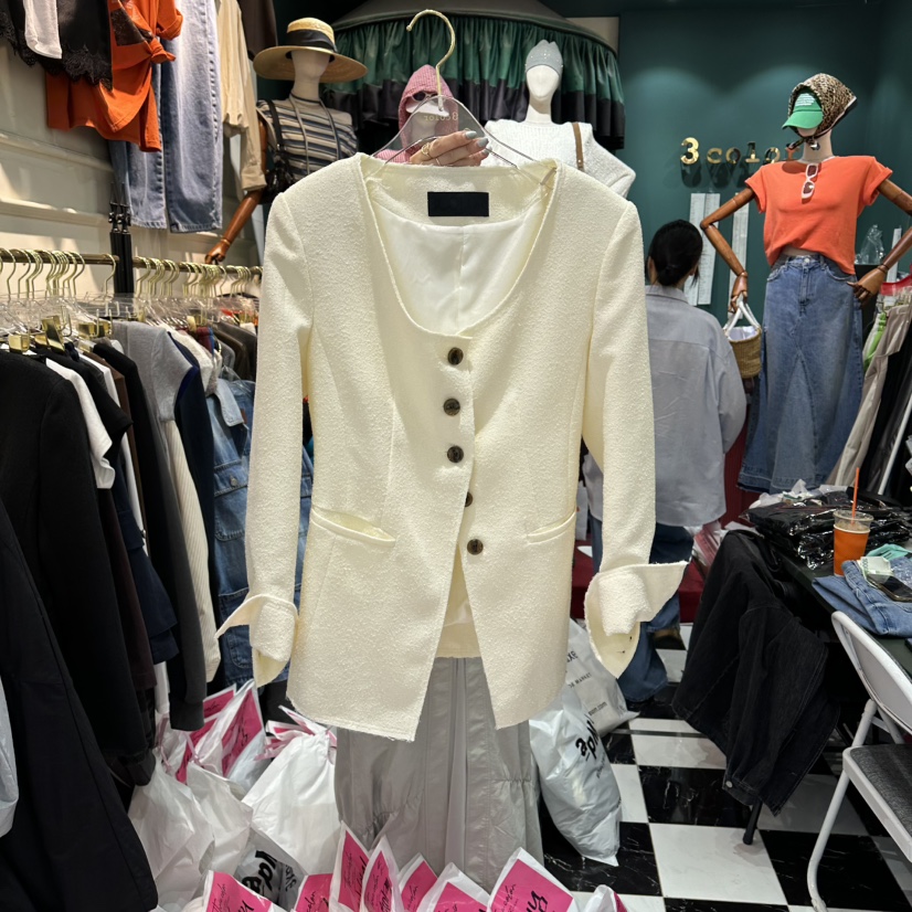 3COLOR韓國直郵實拍女裝新款熱賣夾克粗花呢Three color夾克圖色1