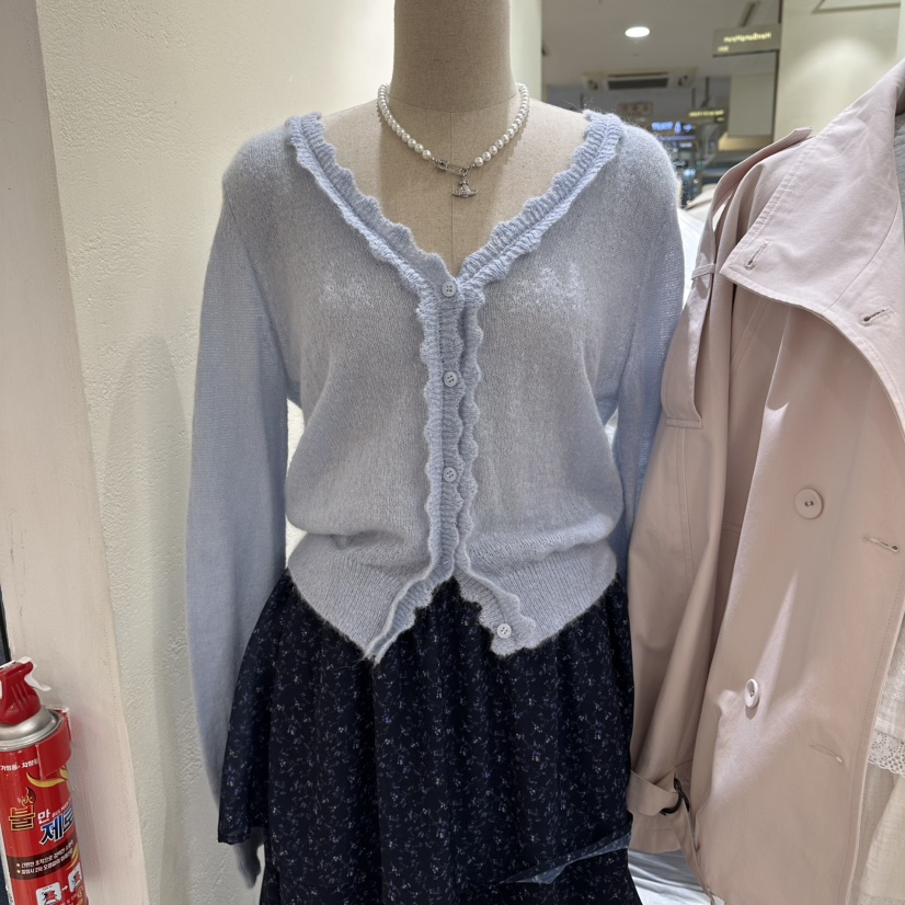 HANSUNGHYUN韓國代購女士新款時尚職業休閑針織衫荷葉邊開衫HANSUNGHYUN針織衫圖色2