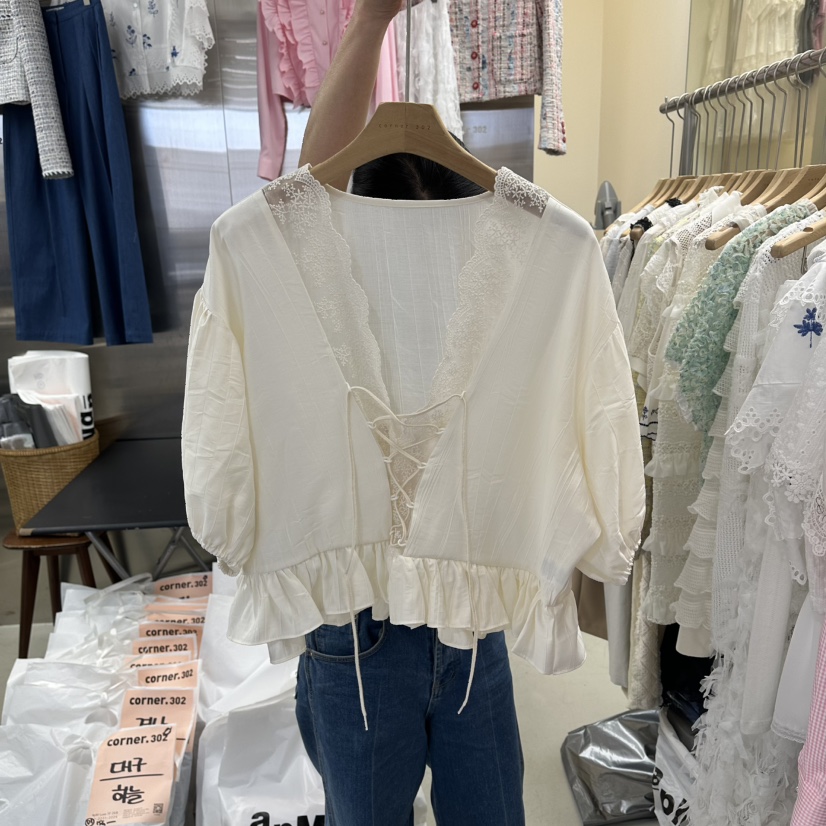 CORNER韓國東大門代購女士新品人氣熱賣推薦休閑襯衫蕾絲衫CORNER.302襯衫/蕾絲衫圖色1