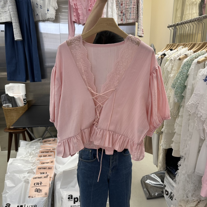 CORNER韓國東大門代購女士新品人氣熱賣推薦休閑襯衫蕾絲衫CORNER.302襯衫/蕾絲衫圖色2