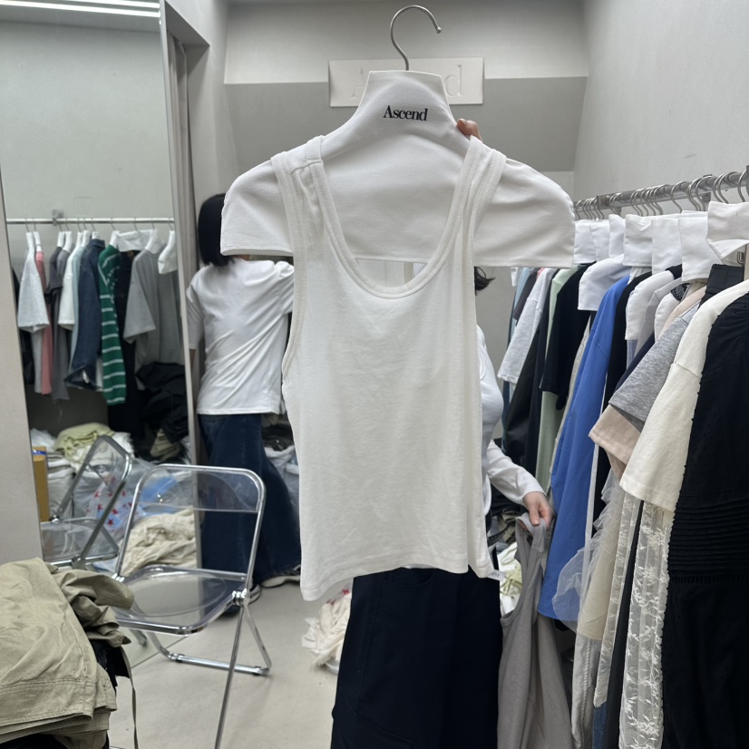 ASCEND韓國直郵實拍女士新品休閑推薦吊帶背心不含內搭純棉ASCEND吊帶/背心圖色1