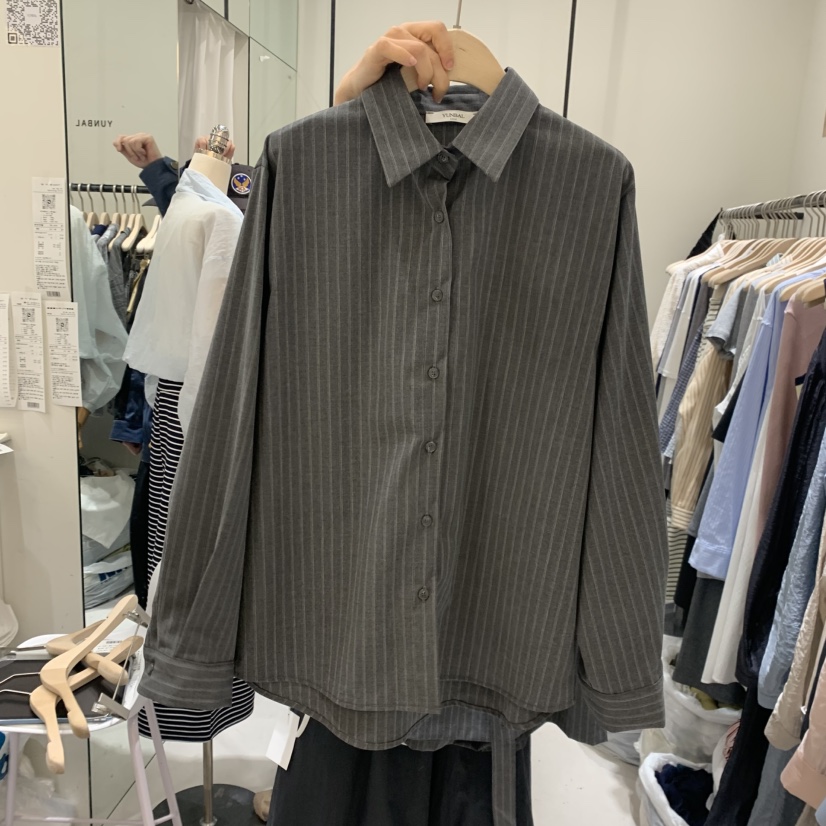 YUNBAL韓國直郵女裝新品26春夏休閑熱賣推薦襯衫蕾絲衫條紋YUNBAL襯衫/蕾絲衫圖色1