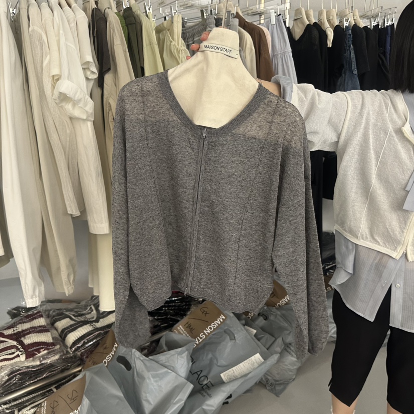 DOUBLE STANDARD/LE SMOKING/MAISONSTAFF韓國東大門代購女士新款職業針織衫拉鏈MAISONSTAFF針織衫圖色2