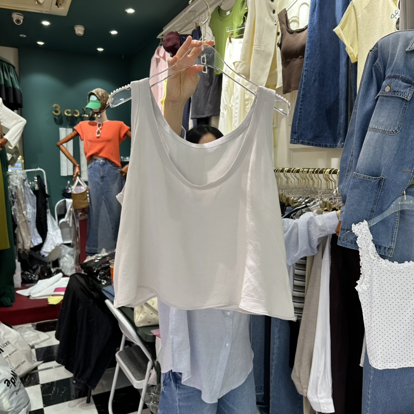 3COLOR韓國直郵實拍女士新品26春夏吊帶背心Three color吊帶/背心圖色1米色