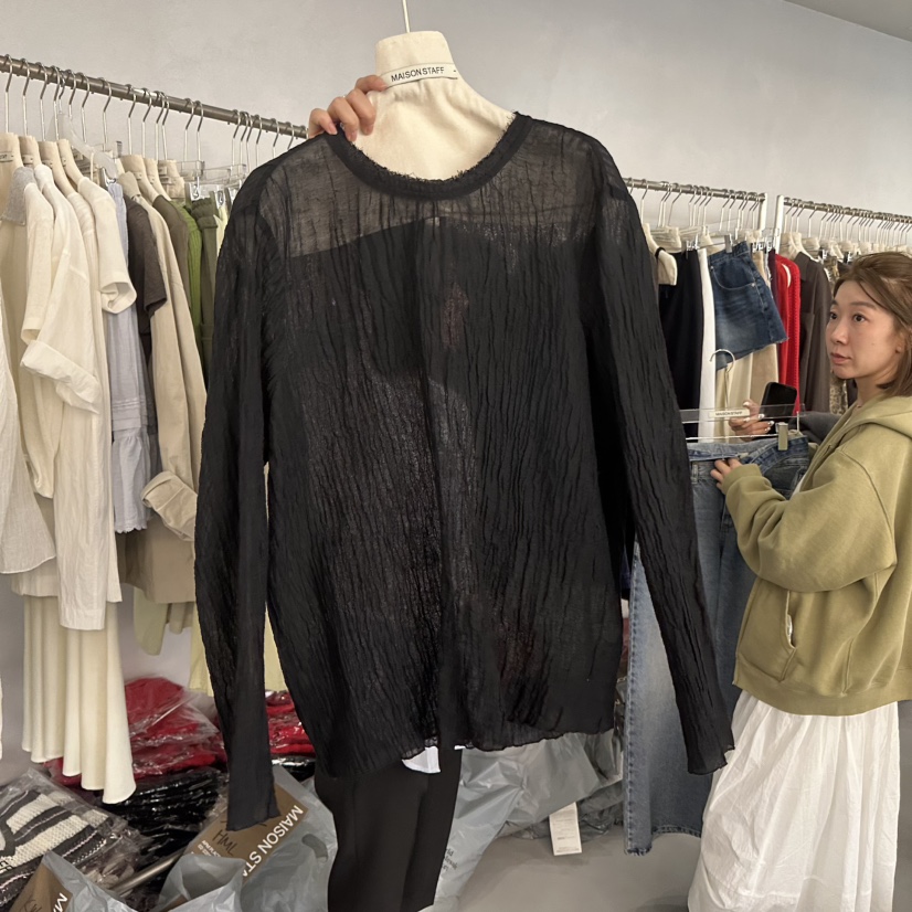 DOUBLE STANDARD/LE SMOKING/MAISONSTAFF韓國東大門代購女裝新品熱賣襯衫蕾絲衫褶皺MAISONSTAFF襯衫/蕾絲衫圖色2