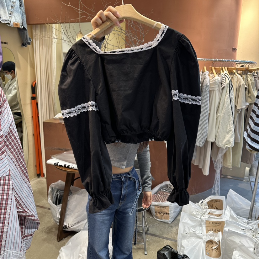 MIENNE韓國東大門代購女士新款推薦休閑26春夏襯衫蕾絲衫MIENNE襯衫/蕾絲衫