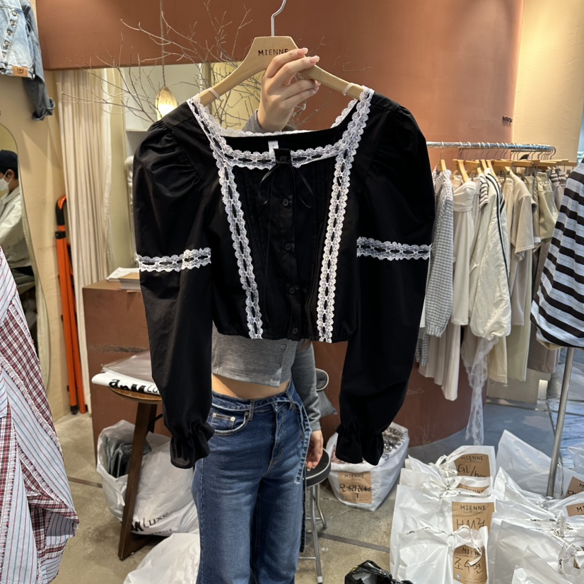 MIENNE韓國東大門代購女士新款推薦休閑26春夏襯衫蕾絲衫MIENNE襯衫/蕾絲衫圖色2