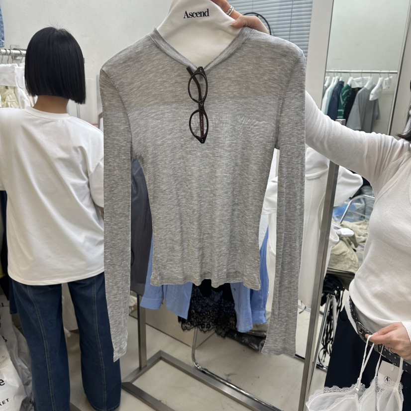 ASCEND韓國東大門直郵女士新款職業人氣時尚熱賣長袖T恤透明ASCEND長袖T恤圖色2