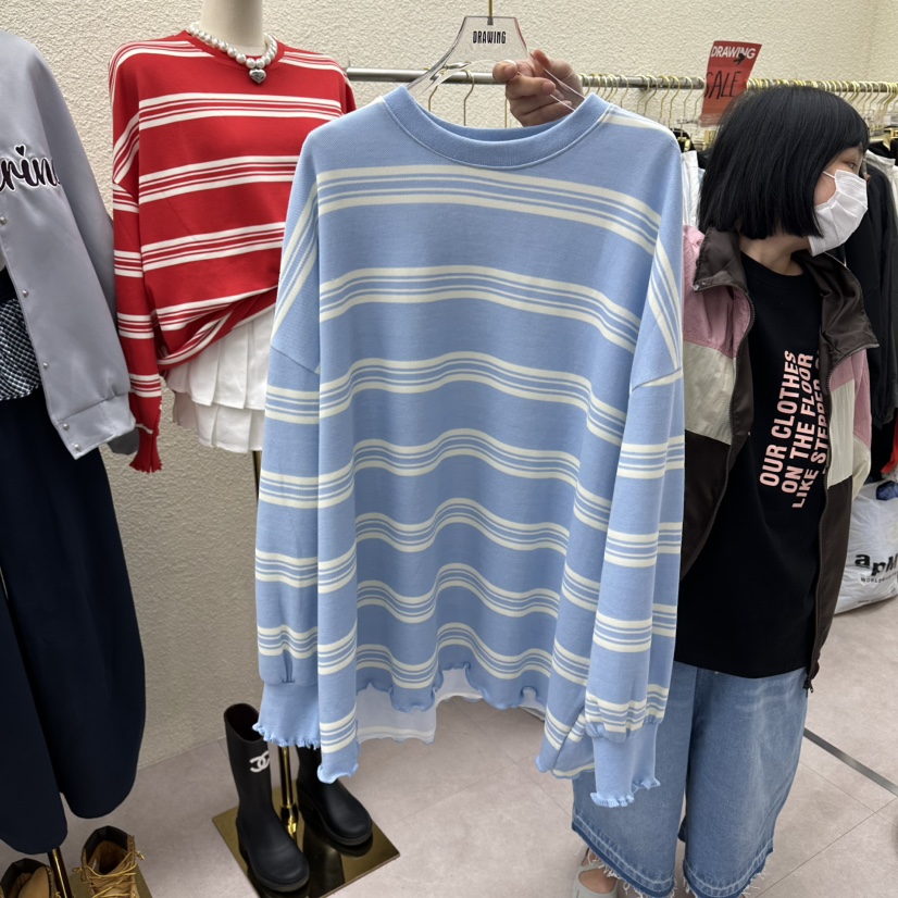 DRAWING韓國東大門代購女裝新款職業熱賣人氣長袖T恤寬松DRAWING長袖T恤圖色2