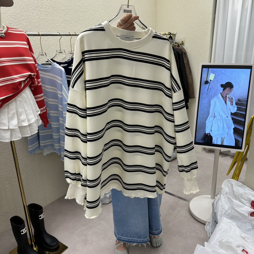 DRAWING韓國東大門代購女裝新款職業熱賣人氣長袖T恤寬松DRAWING長袖T恤圖色3