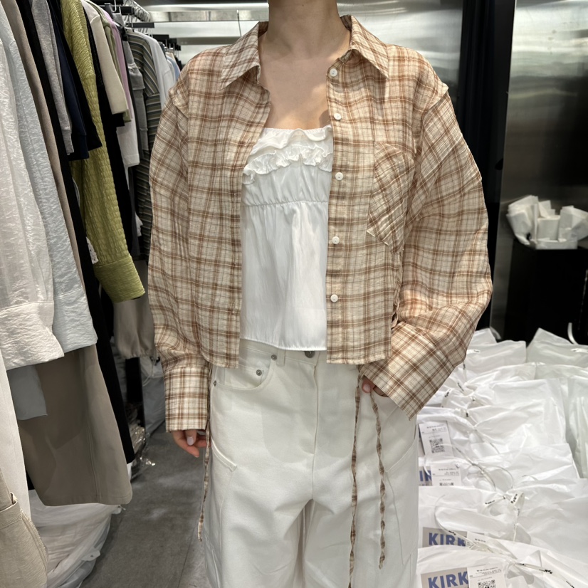 KIRKE韓國東大門直郵女士新品人氣熱賣26春夏襯衫蕾絲衫格紋KIRKE襯衫/蕾絲衫圖色2