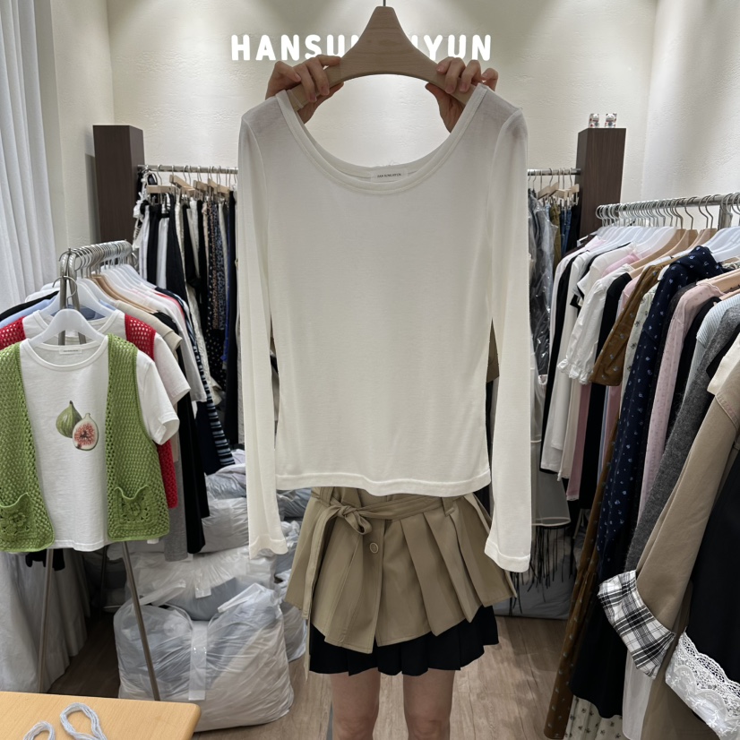 HANSUNGHYUN韓國東大門代購女士新品26春夏長袖T恤透視寬松HANSUNGHYUN長袖T恤圖色1