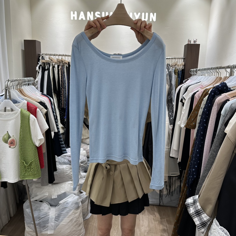 HANSUNGHYUN韓國東大門代購女士新品26春夏長袖T恤透視寬松HANSUNGHYUN長袖T恤圖色3