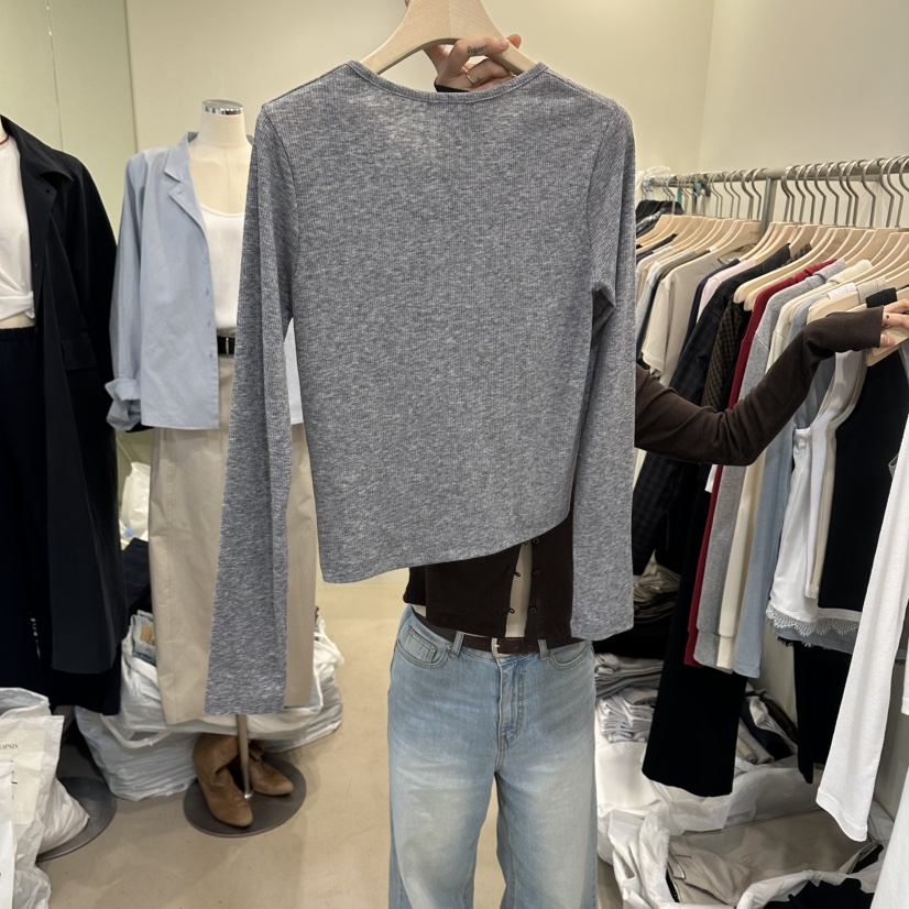 NOPSIS韓國代購女裝新款人氣推薦熱賣職業時尚長袖T恤開衫NOPSIS長袖T恤