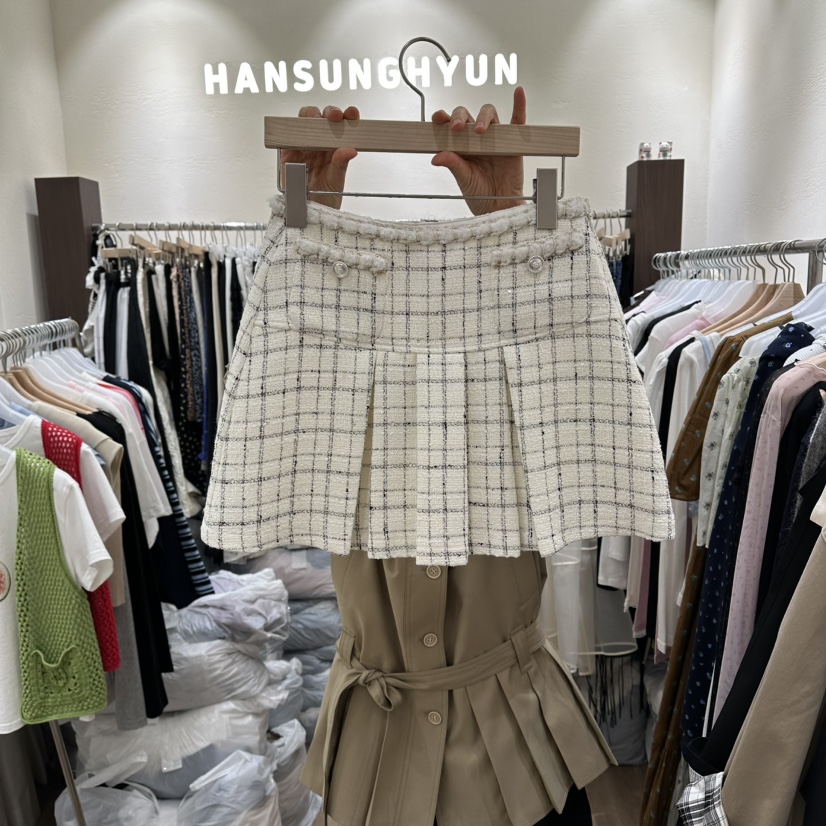 HANSUNGHYUN韓國代購女裝新款熱賣職業人氣裙褲粗花呢格子HANSUNGHYUN裙褲圖色1