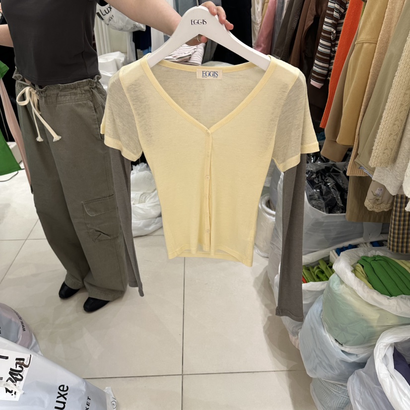 EGG IS韓國東大門直郵女士新品時尚職業26春夏針織衫開衫EGG IS針織衫圖色2