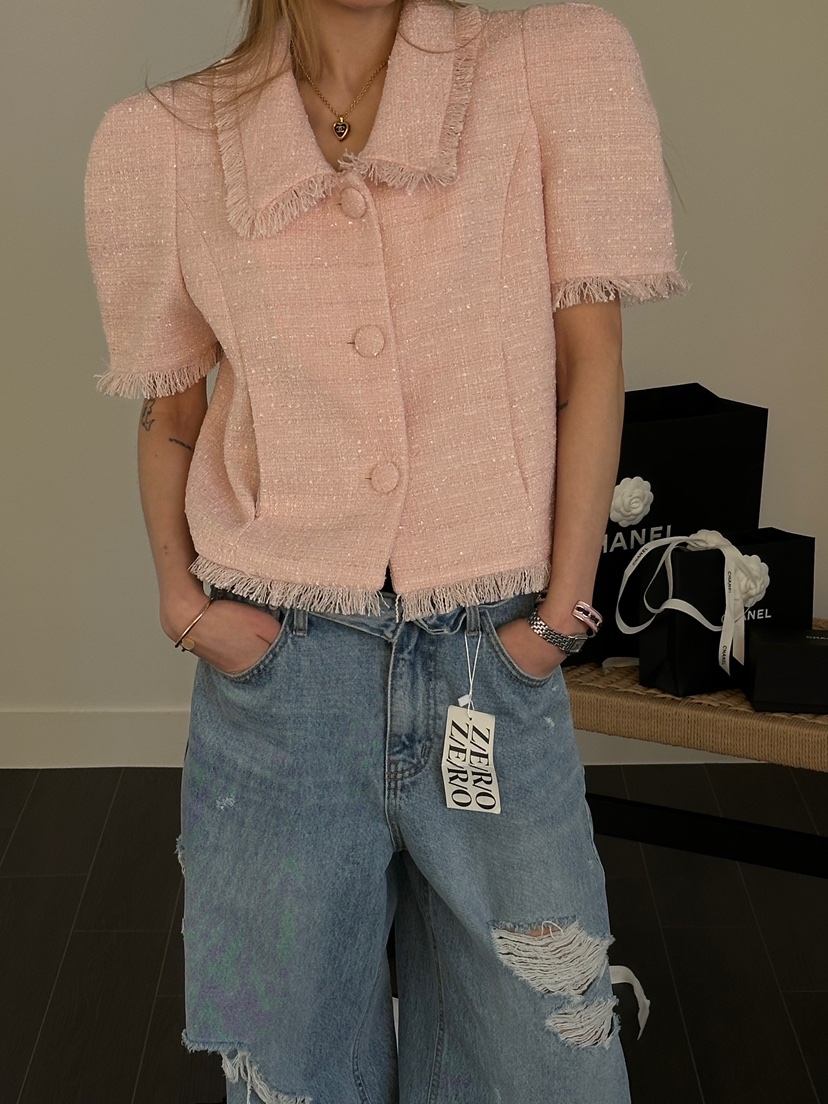 ZEROZERO東大門代購女士新款時尚推薦真品夾克粗花呢流蘇絨ZEROZERO夾克