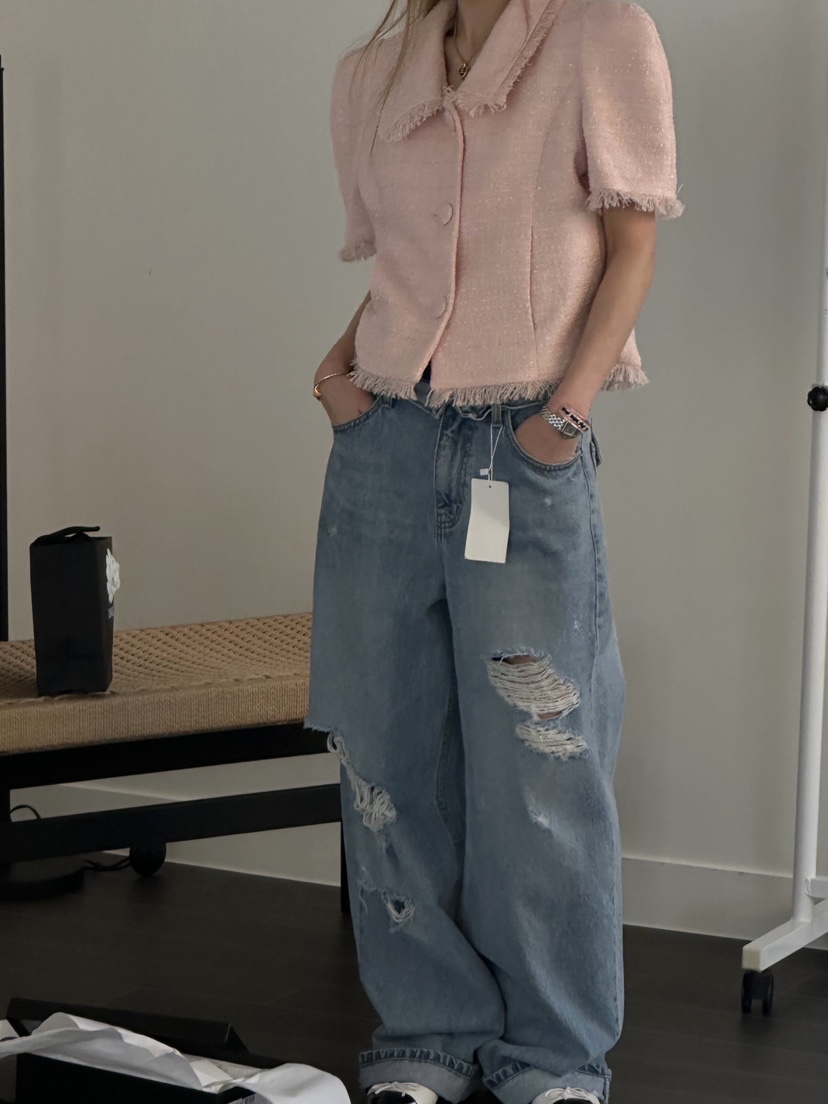 ZEROZERO東大門代購女士新款時尚推薦真品夾克粗花呢流蘇絨ZEROZERO夾克