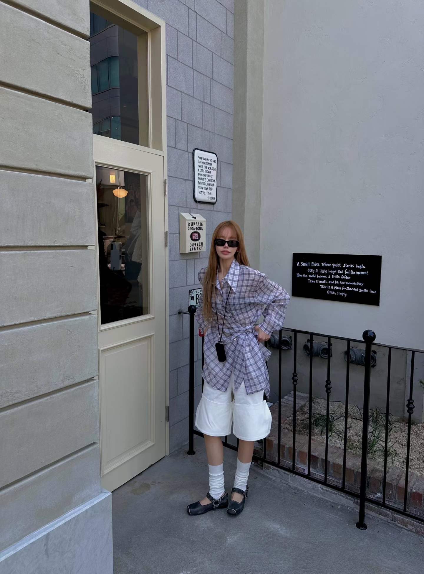 ZEROZERO韓國直郵女裝新品真品時尚26春夏襯衫蕾絲衫格紋ZEROZERO襯衫/蕾絲衫