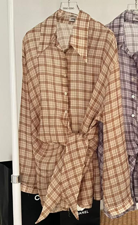 ZEROZERO韓國直郵女裝新品真品時尚26春夏襯衫蕾絲衫格紋ZEROZERO襯衫/蕾絲衫圖色1