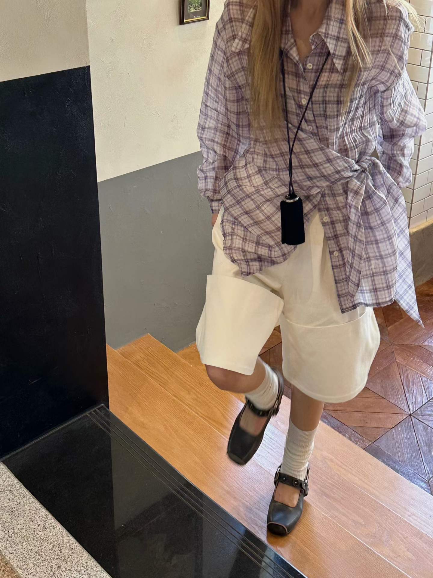 ZEROZERO韓國直郵女裝新品真品時尚26春夏襯衫蕾絲衫格紋ZEROZERO襯衫/蕾絲衫圖色2