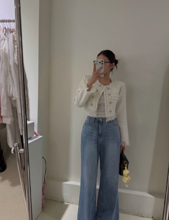 mars韓國直郵女士新品人氣推薦休閑26春夏夾克粗花呢流蘇mars夾克