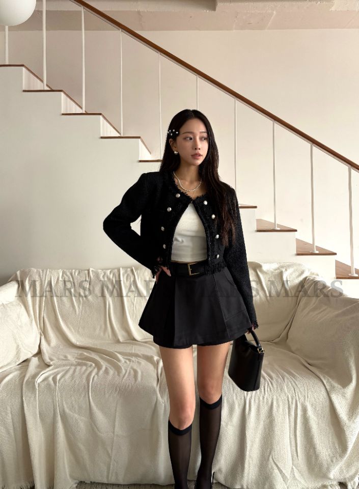 mars韓國直郵女士新品人氣推薦休閑26春夏夾克粗花呢流蘇mars夾克