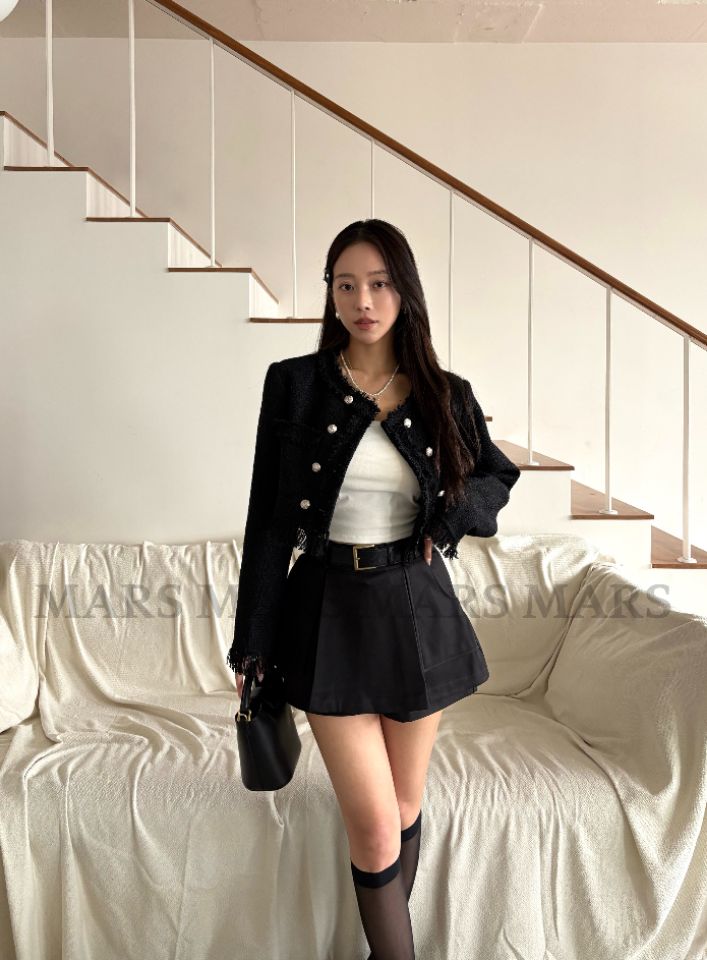 mars韓國直郵女士新品人氣推薦休閑26春夏夾克粗花呢流蘇mars夾克