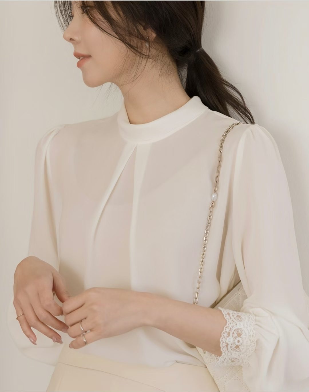 GUNNY GIRLS-거니걸스-T東大門直郵女士新款時尚襯衫蕾絲衫蕾絲褶裥GUNNY GIRLS襯衫/蕾絲衫