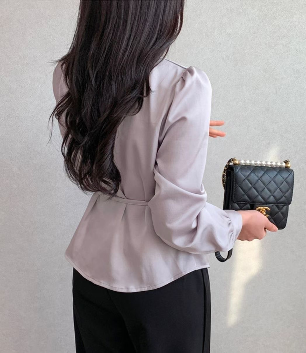 GUNNY GIRLS-거니걸스-T東大門直郵女裝新款真品襯衫蕾絲衫含腰繩GUNNY GIRLS襯衫/蕾絲衫