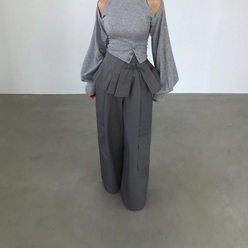 2TWO MOON東大門實拍女裝新款職業人氣真品時尚休閑褲褶皺2TWO MOON休閑褲圖色2