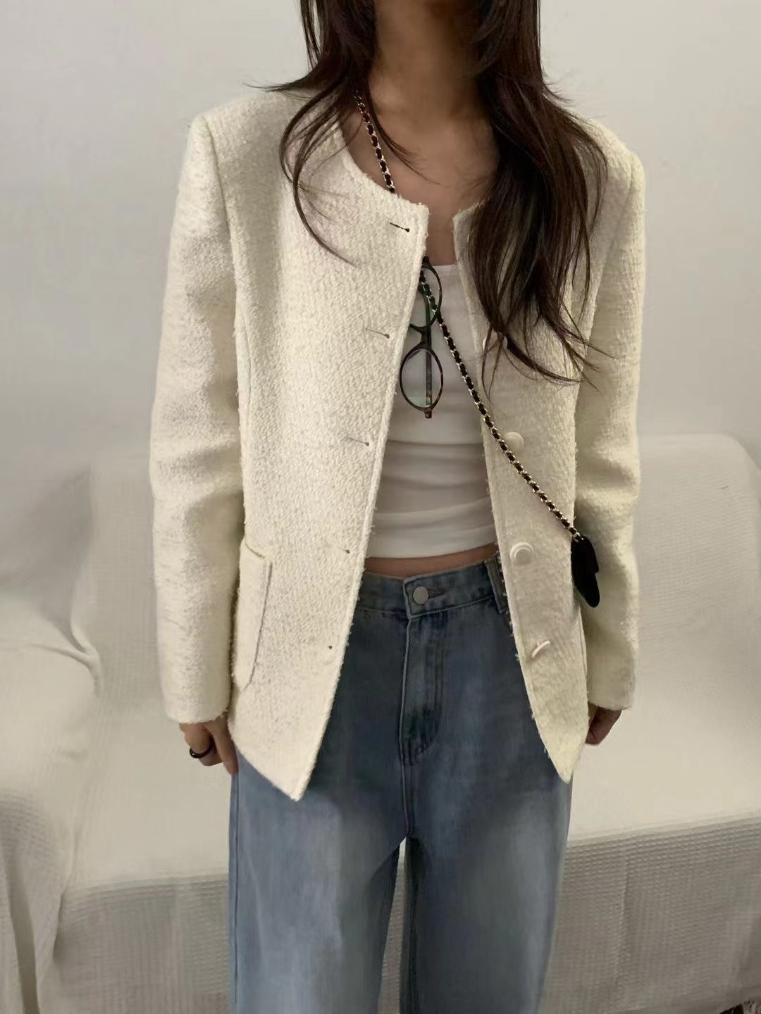 MELMEONT東大門代購女裝新款人氣職業26春夏時尚夾克花呢MELMEONT夾克圖色1