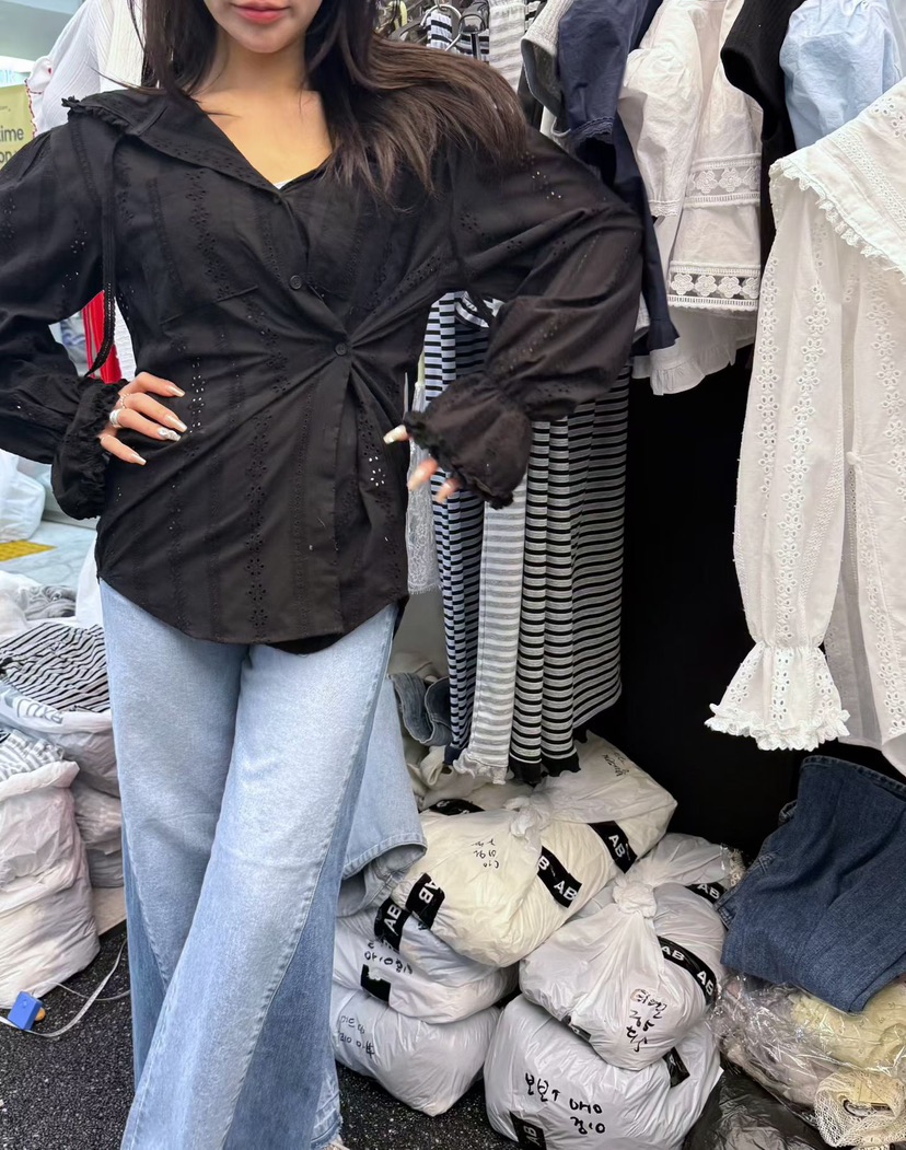 AB韓國東大門直郵女裝新品熱賣推薦襯衫蕾絲衫連帽衫純棉AB襯衫/蕾絲衫
