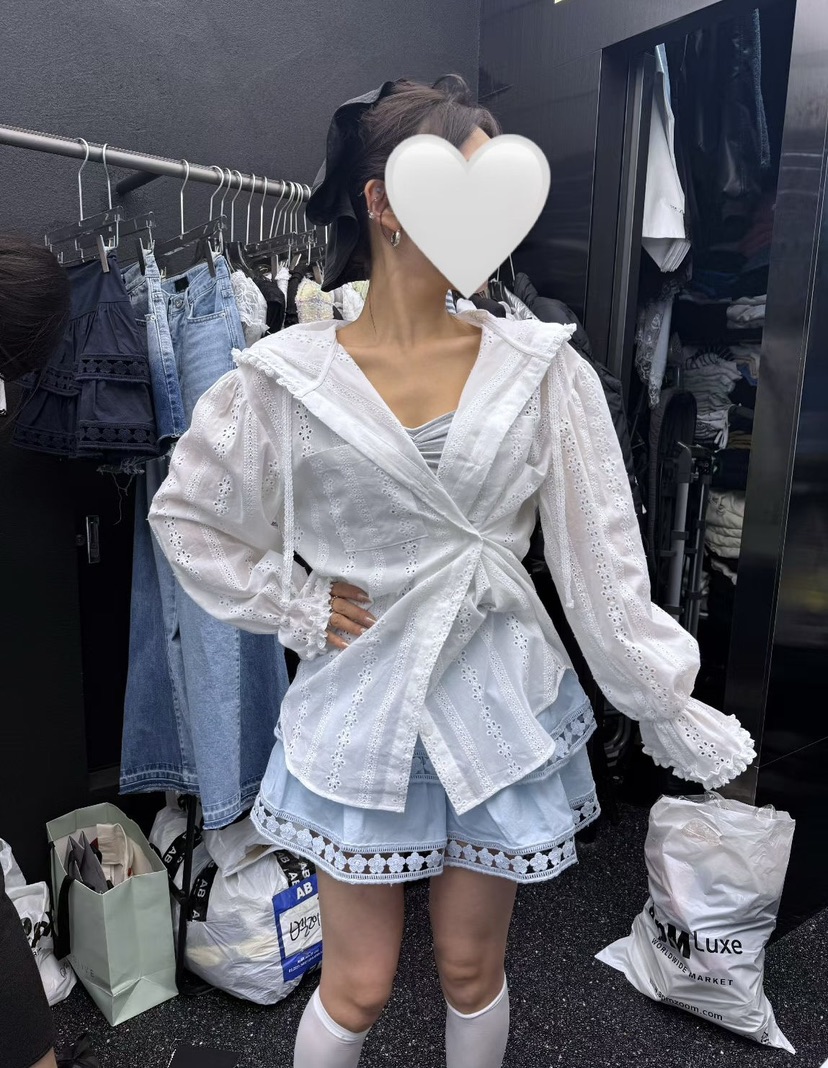 AB韓國東大門直郵女裝新品熱賣推薦襯衫蕾絲衫連帽衫純棉AB襯衫/蕾絲衫