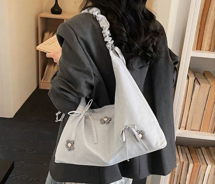 TROUVAILLE韓國直郵女士新品熱賣推薦休閑單肩斜跨包褶皺TROUVAILLE單肩/斜跨包