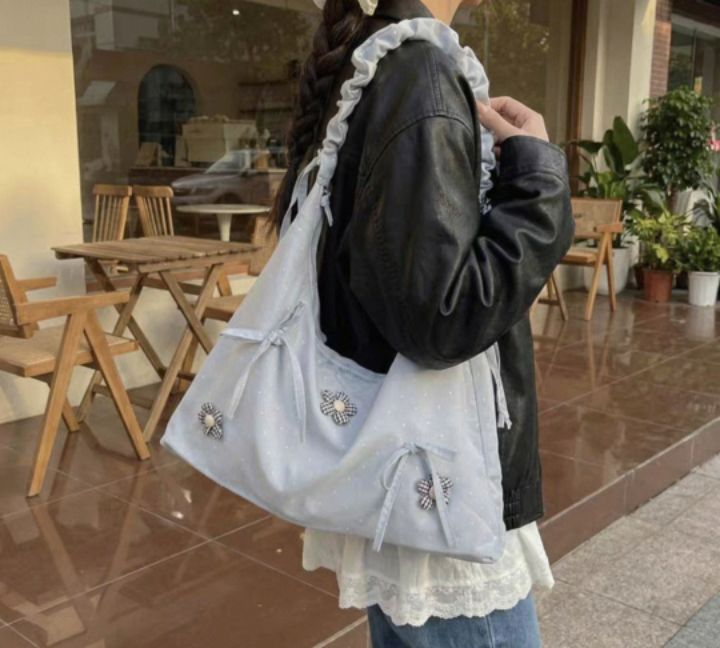 TROUVAILLE韓國直郵女士新品熱賣推薦休閑單肩斜跨包褶皺TROUVAILLE單肩/斜跨包