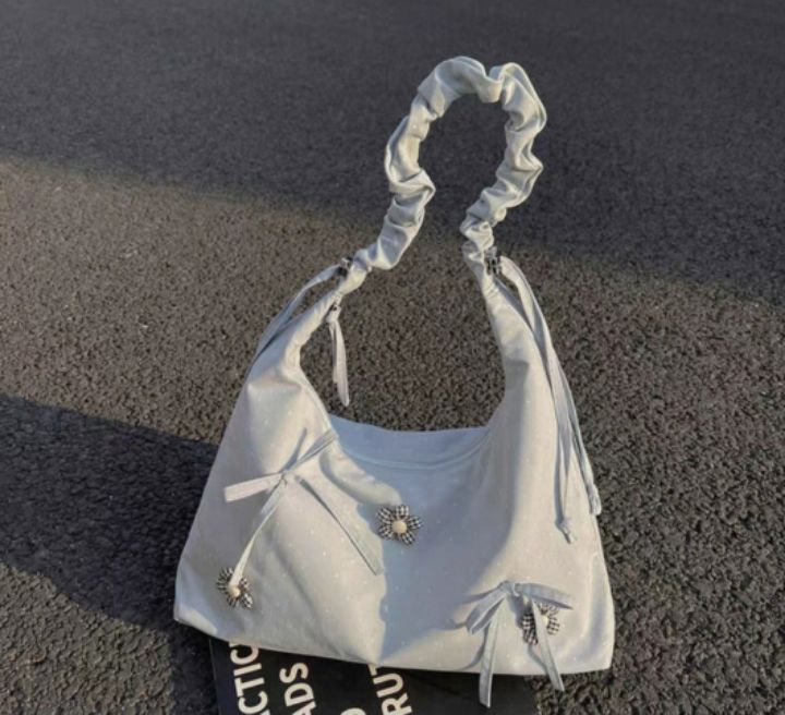 TROUVAILLE韓國直郵女士新品熱賣推薦休閑單肩斜跨包褶皺TROUVAILLE單肩/斜跨包