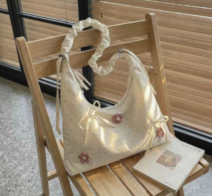 TROUVAILLE韓國直郵女士新品熱賣推薦休閑單肩斜跨包褶皺TROUVAILLE單肩/斜跨包