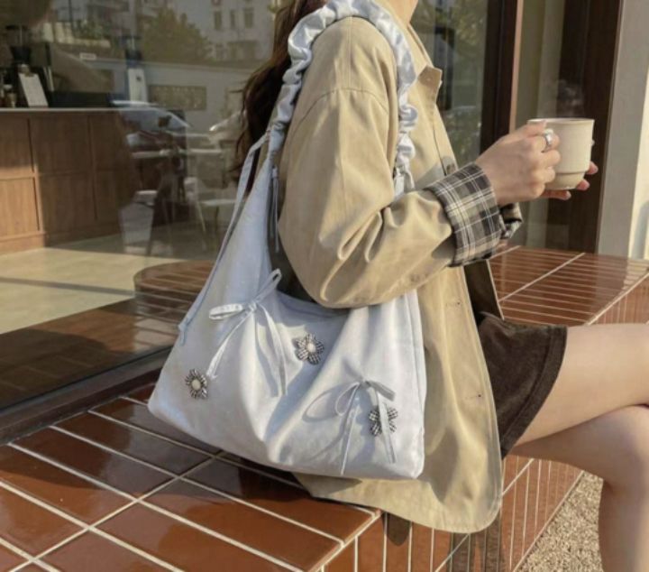 TROUVAILLE韓國直郵女士新品熱賣推薦休閑單肩斜跨包褶皺TROUVAILLE單肩/斜跨包