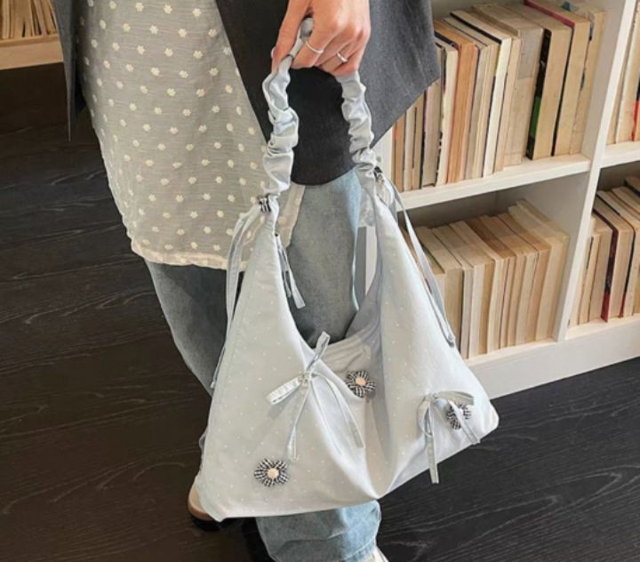 TROUVAILLE韓國直郵女士新品熱賣推薦休閑單肩斜跨包褶皺TROUVAILLE單肩/斜跨包圖色1