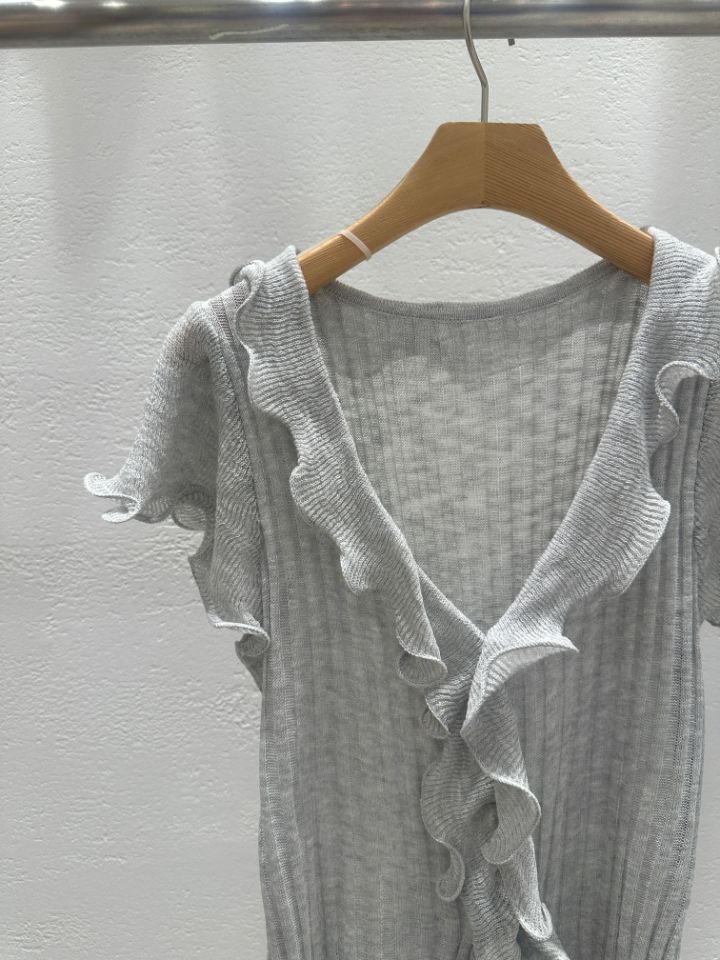 CRONG韓國代購女裝新款真品職業推薦休閑人氣針織衫荷葉邊CRONG針織衫