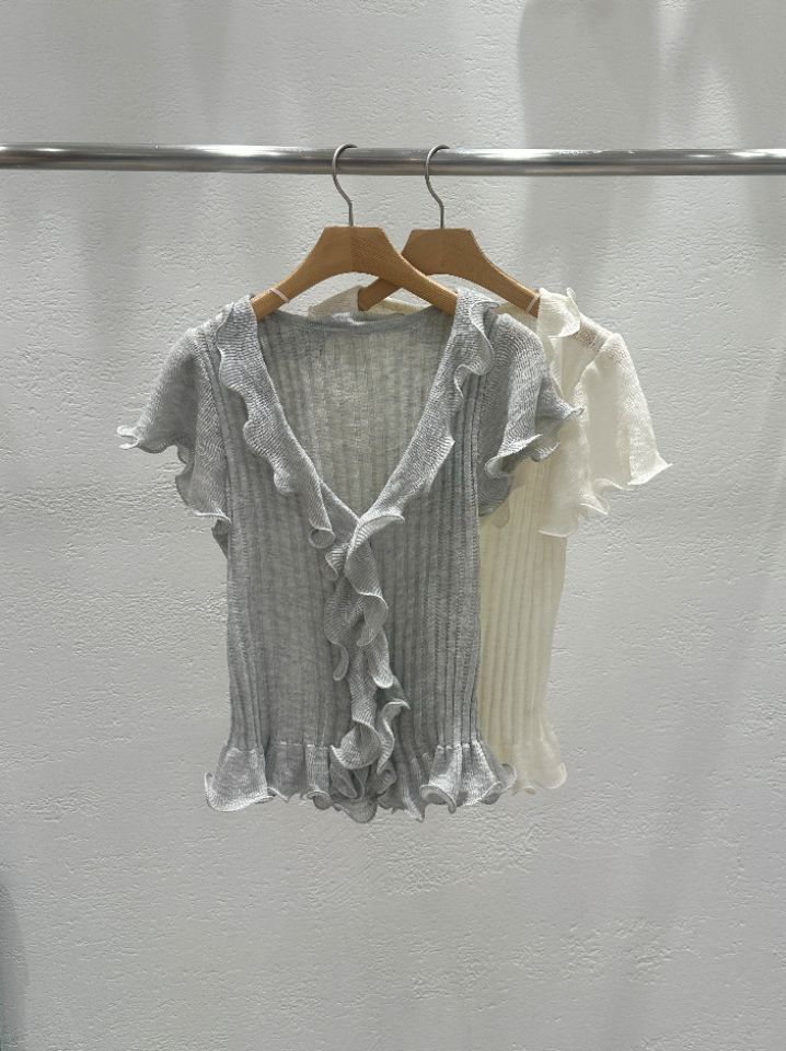 CRONG韓國代購女裝新款真品職業推薦休閑人氣針織衫荷葉邊CRONG針織衫